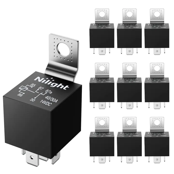 10-Pack 12V SPDT 5-Pin Automotive Relays (30/40A) — 5-Pin Switch Relay