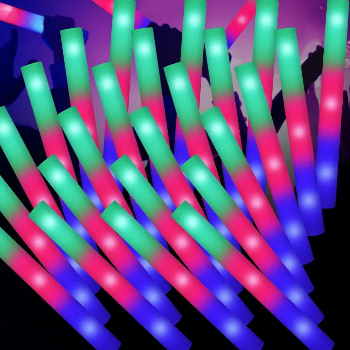 100-Pack LED Foam Light Sticks — Foam Glow Wands for Parties