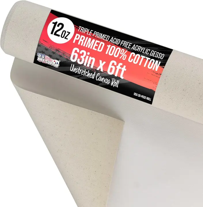 12-Ounce Triple-Primed Canvas Roll — 63 in × 6 ft Unstretched