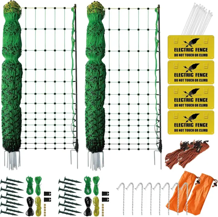 2-Pack Portable Pre-Assembled Poultry Electric Netting Fence, 47.3" x 98.5'