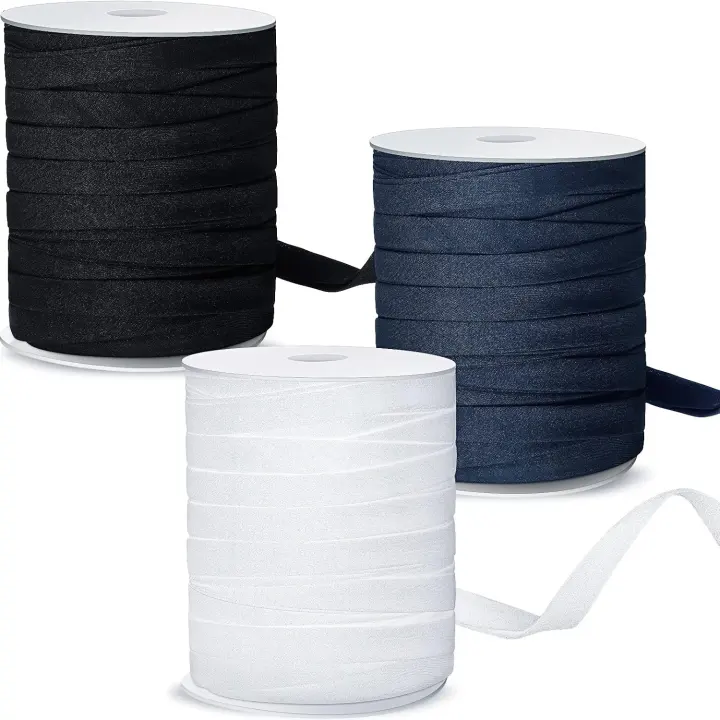 3-Pack 1/2 inch Double-Fold Bias Tape — 60yd Rolls (Black/White/Navy)