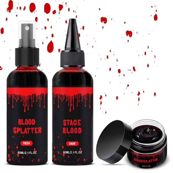 3-Pack Fake Blood Makeup Set for Halloween Cosplay & Effects