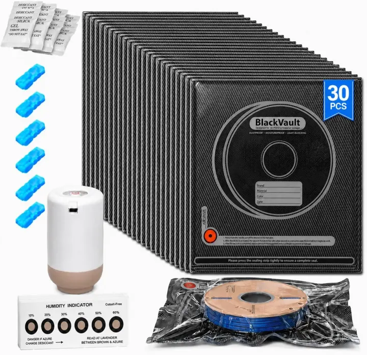 3D Printer Filament Vacuum Kit — 30 Vacuum Bags & Rechargeable Pump