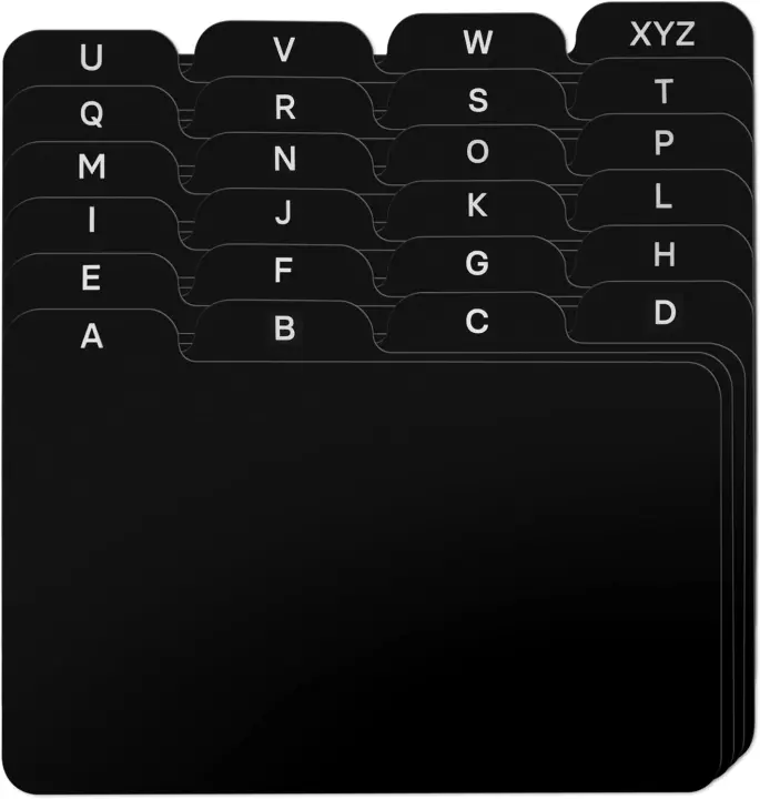 3x5 Alphabet Tab Dividers — 24 Black Index Cards