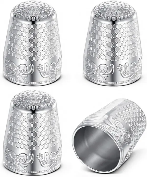 4-Pack Metal Sewing Thimbles — Silver Finger Protectors