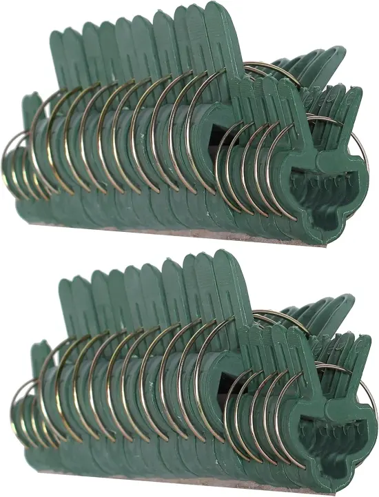 40-Piece Green Plant Support Clips — Spring-Action Garden Clips