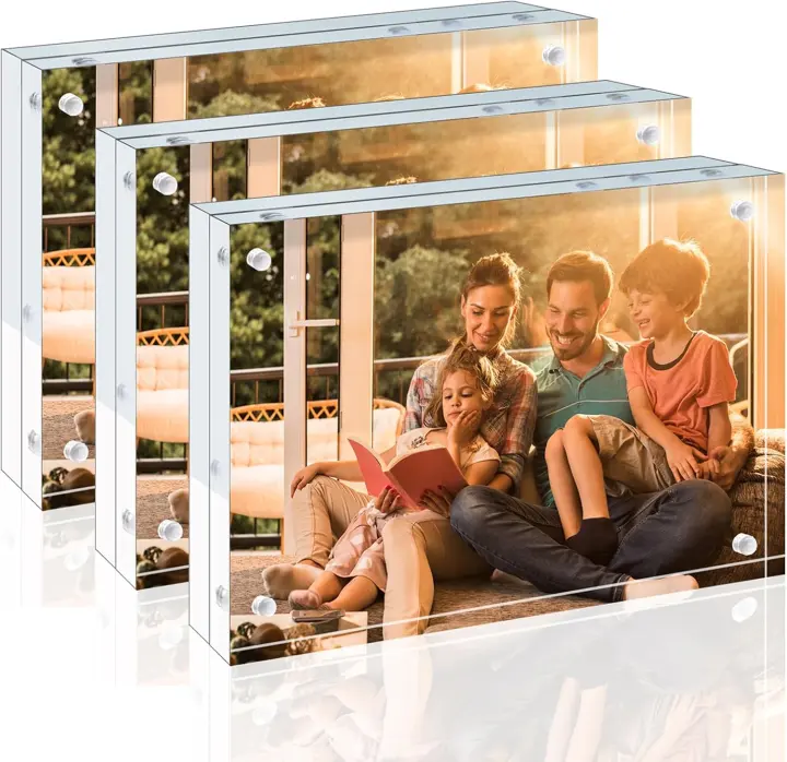 4x6 Thick Frameless Acrylic Photo Frames — 3-Pack, Double-Sided
