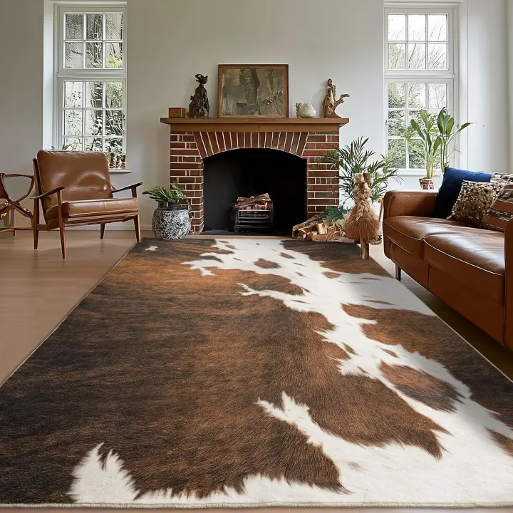 8x10 Faux Cowhide Area Rug for Living Room — Cow Print