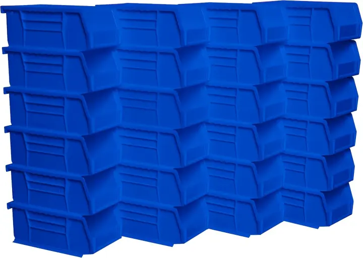 AkroBins Stackable Plastic Organizer Bins — 7.375"×4.125"×3", 24-Pack