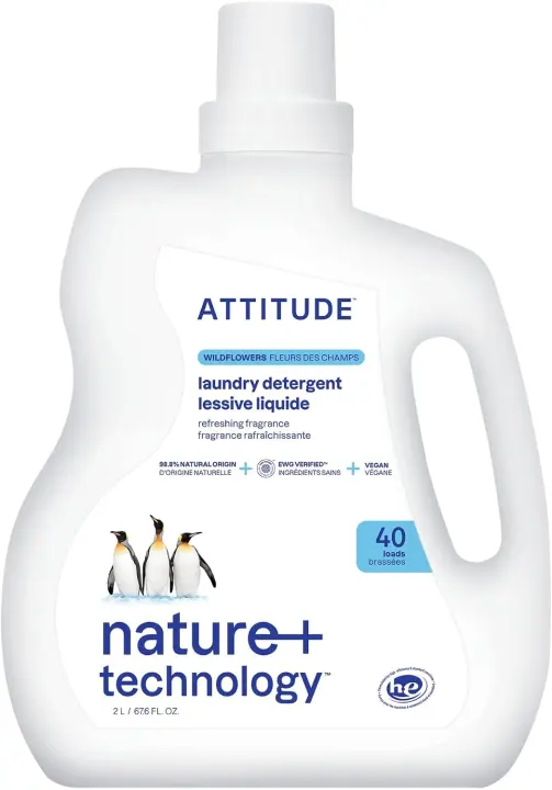 ATTITUDE Liquid Laundry Detergent — Wildflowers Scent, EWG-Verified (40 Loads)