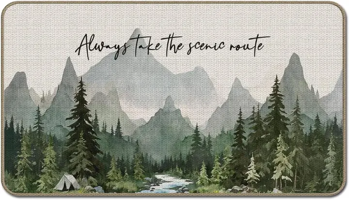 Camping Mountain Door Mat 17 x 30 — Nature-Themed Entrance Mat