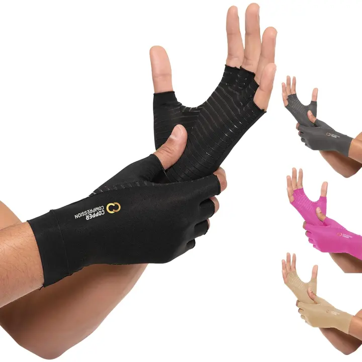 Copper Compression Arthritis Gloves — Fingerless Hand Support