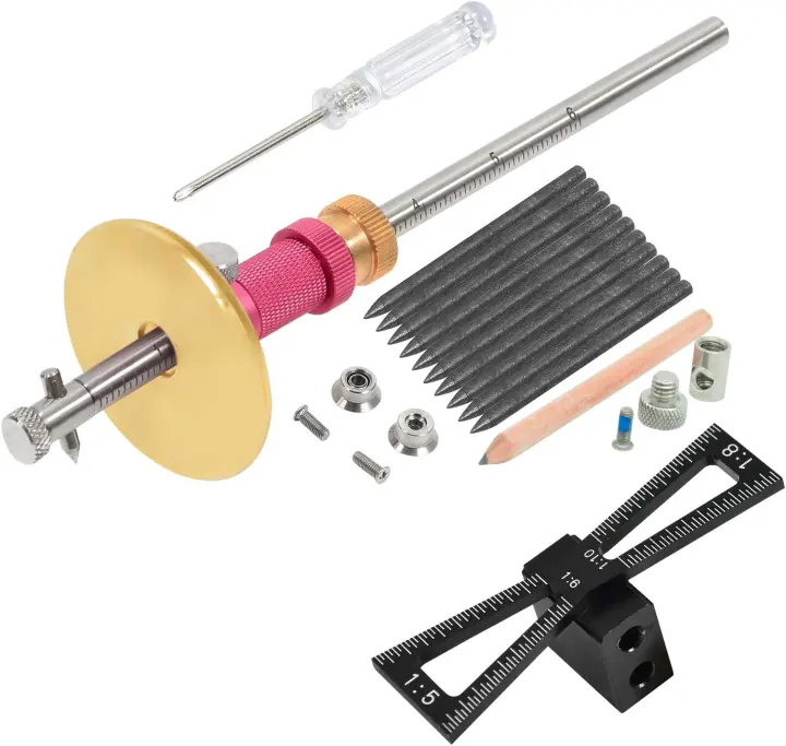 Dovetail Jig Wheel Marking Gauge Plus Set — Micro-Adjust Layout Tool