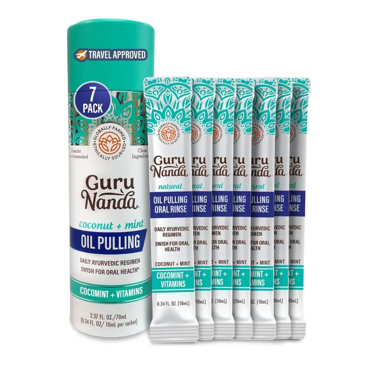 GuruNanda Coconut Oil Pulling Sachets — Travel Mouthwash (7 Pack)