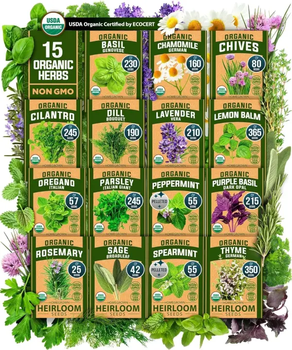 HOME GROWN 15-Variety Organic Herb Seed Kit — Indoor/Outdoor