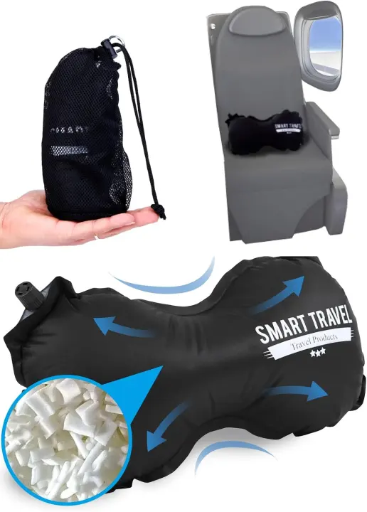 Inflatable Travel Lumbar Support Pillow for Airplane & Car Seats