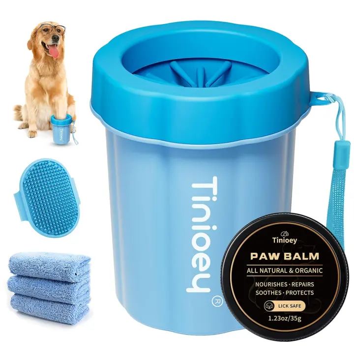 Medium Dog Paw Washer Cup with Silicone Brush and Towels