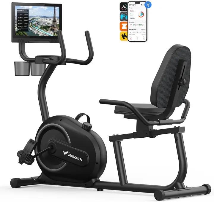 MERACH Recumbent Exercise Bike with 15.6" Rotating FHD Console