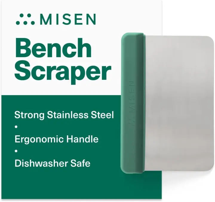 Misen Stainless Steel Bench Scraper with Walnut Handle