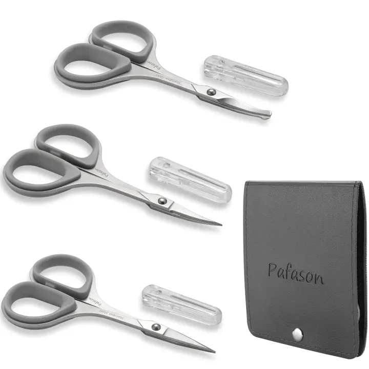 Precision Facial Hair Scissors Set — Straight, Curved & Round Tips