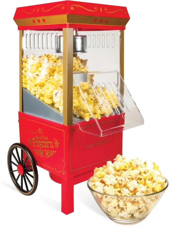 Retro-Style Hot-Air Popcorn Cart — Tabletop Popper (Up to 12 Cups)