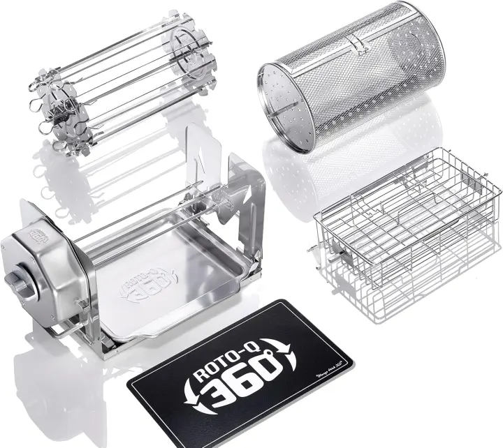 ROTO-Q 360 Manual Rotisserie Kit — Wind-Up Spit Roaster & Accessories