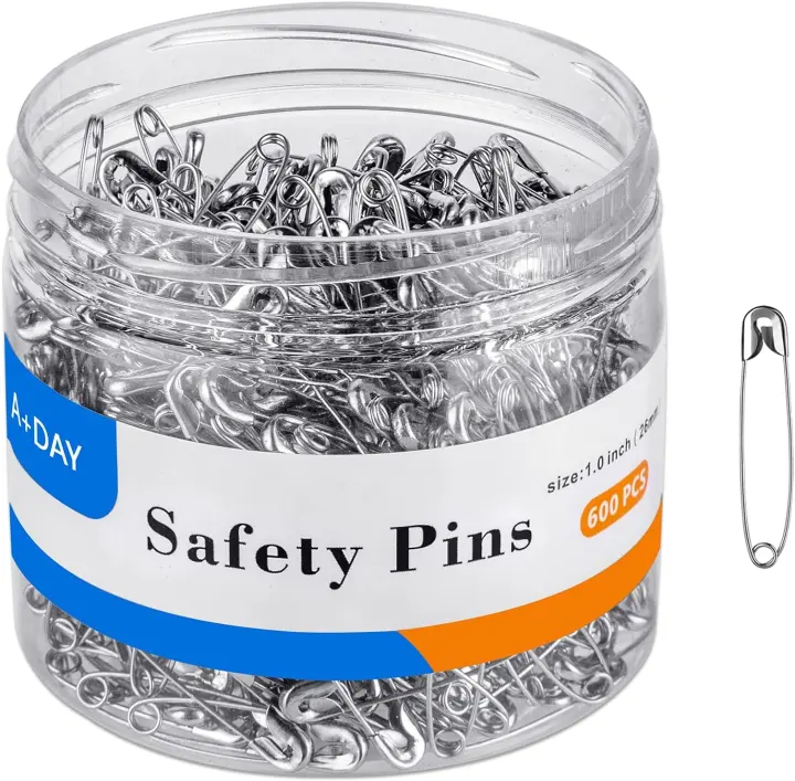 Small 1.0 in (26mm) Safety Pins — 600 Nickel-Plated (Size 0)