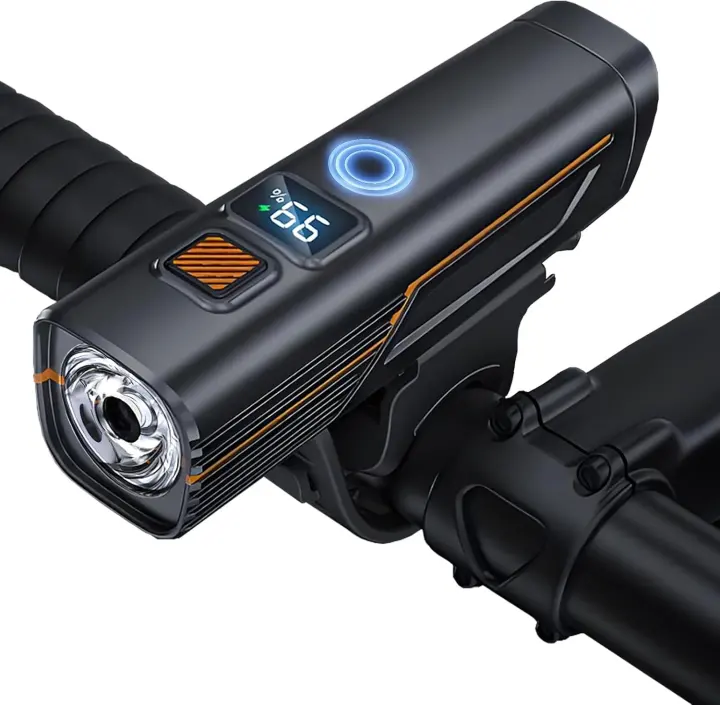 USB-C Rechargeable Bike Headlight with Sensor and Digital Battery Readout