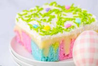 Colorful Easter Poke Cake Recipe with Cream Cheese Frosting