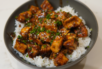 Chicken Teriyaki Rice Bowl Recipe with Sesame and Scallions