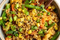 Crispy Tofu Fried Rice with Vegetables