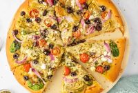 Homemade Crispy Mediterranean Pizza with Feta and Olives