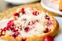 Cranberry Cake Drizzled with Warm Vanilla Butter Sauce