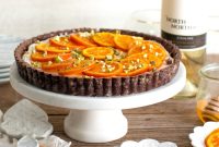 Candied Tangerine Mascarpone Tart with Pistachio-Chocolate Crust