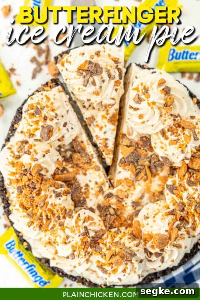 ice cream pie on a table with text overlay