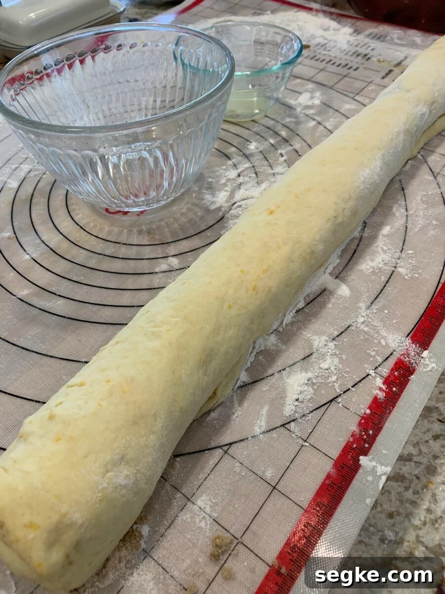 Rolled sweet roll dough.
