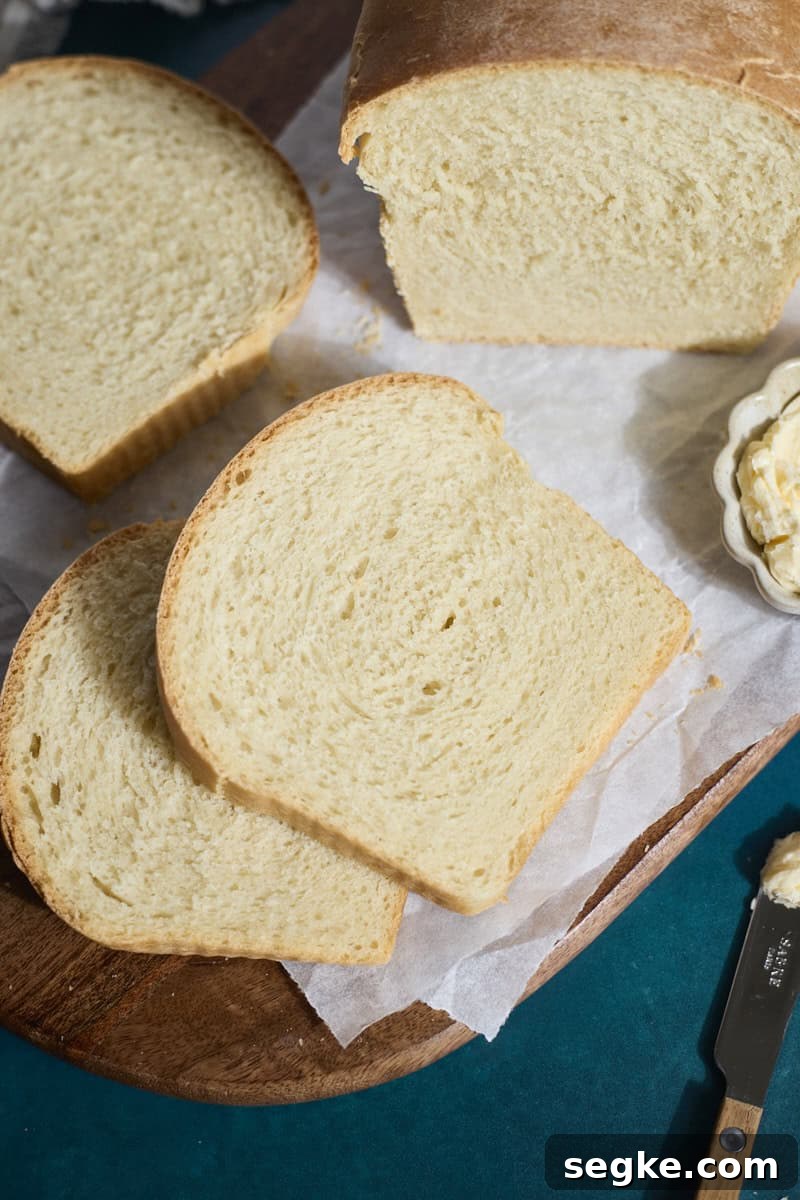 Slices of Sourdough Discard Sandwich Bread.