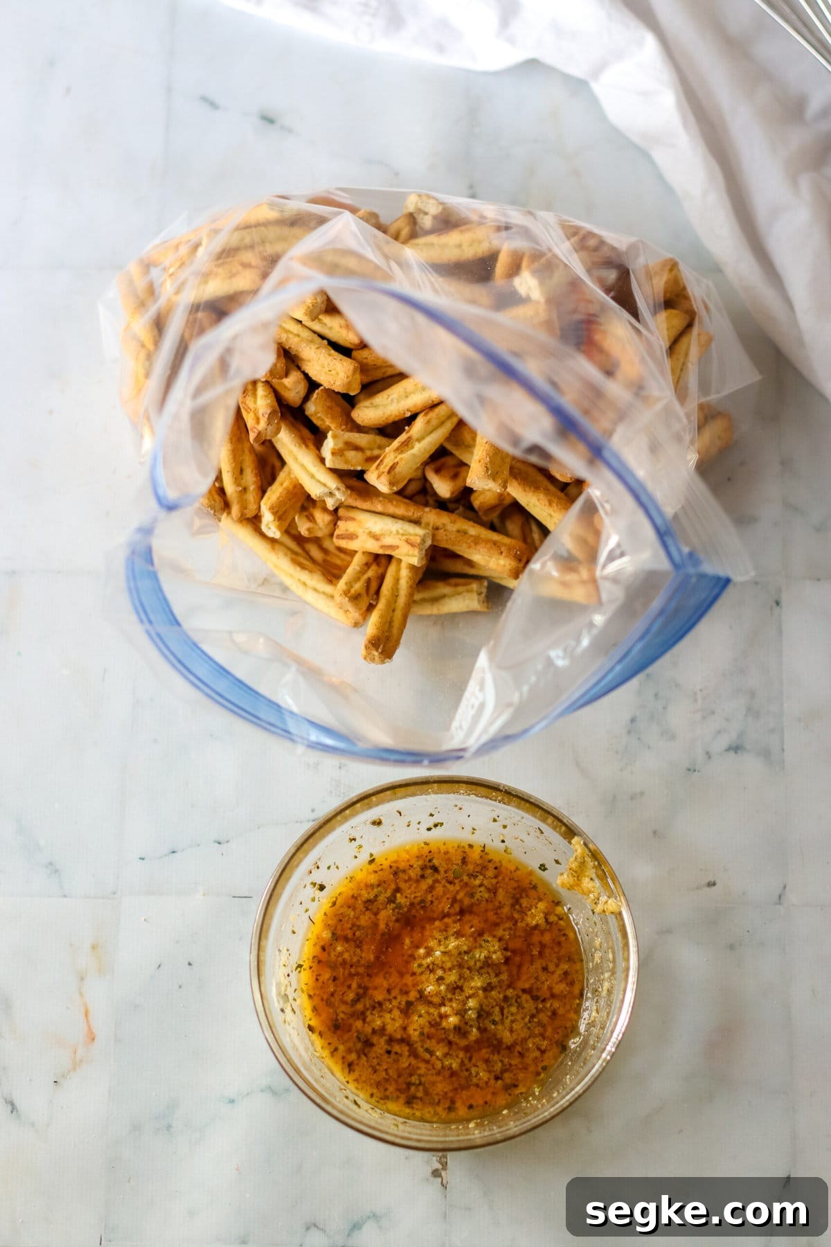 Copycat Dot's Seasoned Pretzels Recipe 3 Mixing the butter and seasonings.