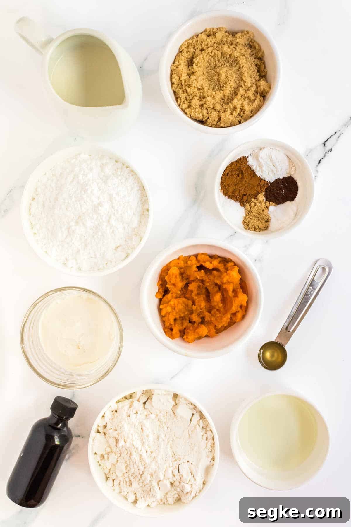 Pumpkin spice donut ingredients.