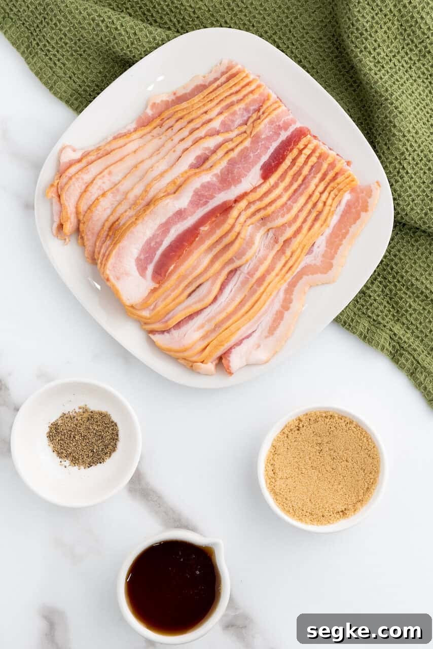 All the ingredients for the seasoning and bacon.