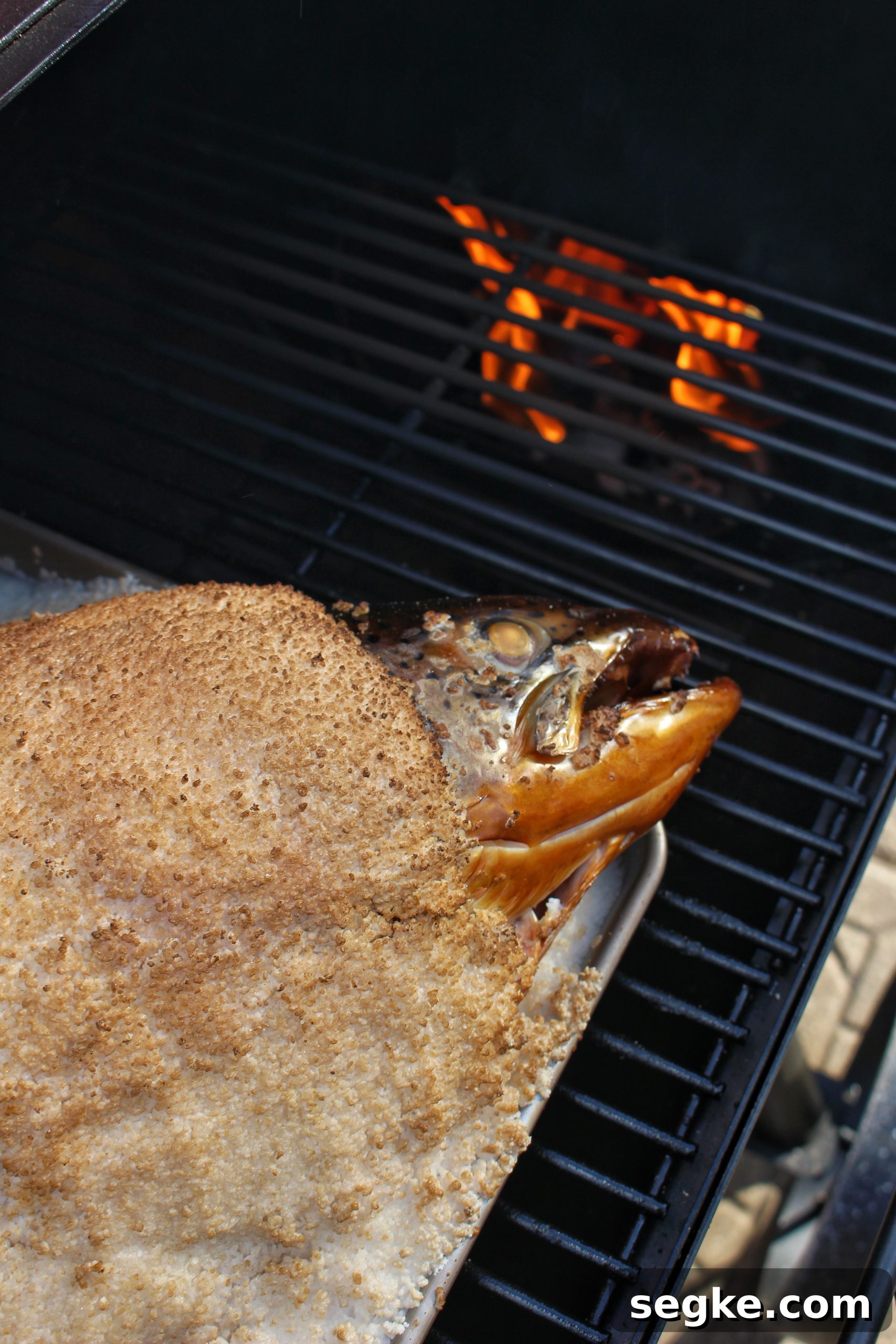 Salt-Crusted Salmon Recipe: Oven-Baked and Tender 5 Salt baked salmon on the smoker.