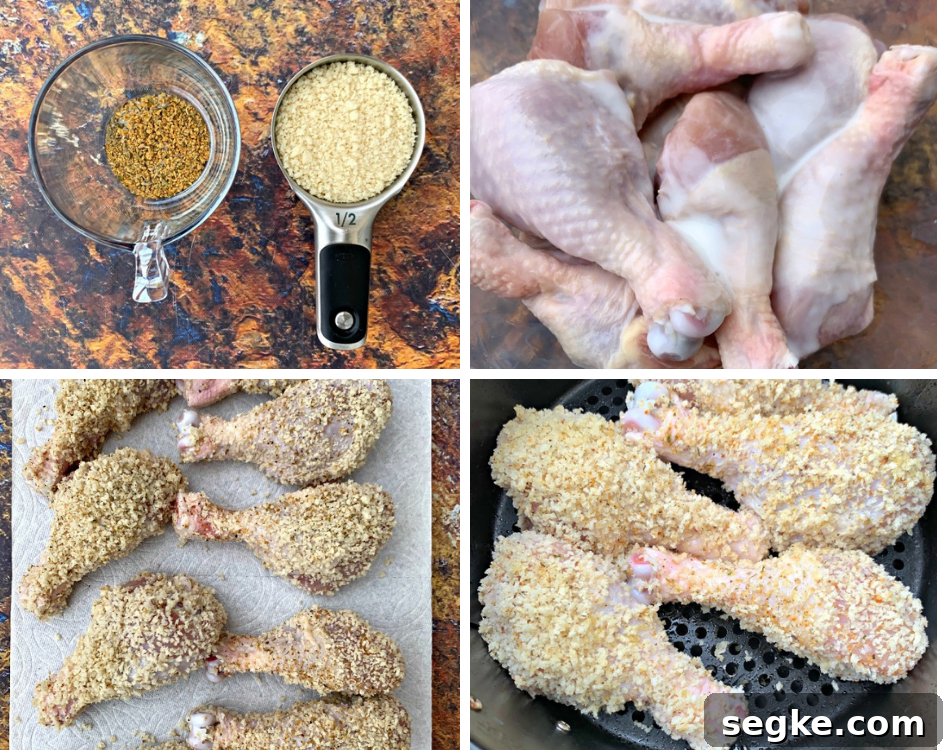 Crispy Panko Air Fryer Chicken Drumsticks 3 ingredients for air fryer chicken drumsticks in a glass bowl