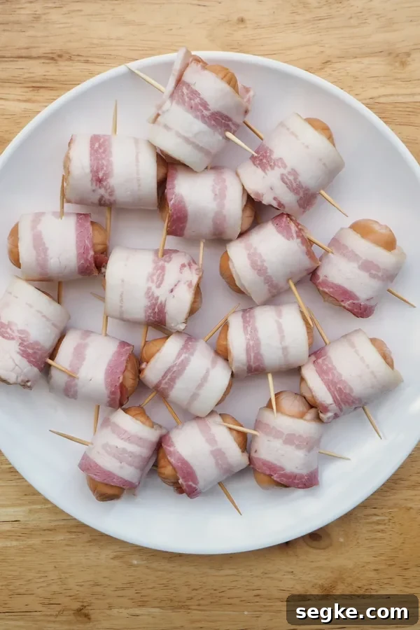 plate of candied bacon wrapped smokies 