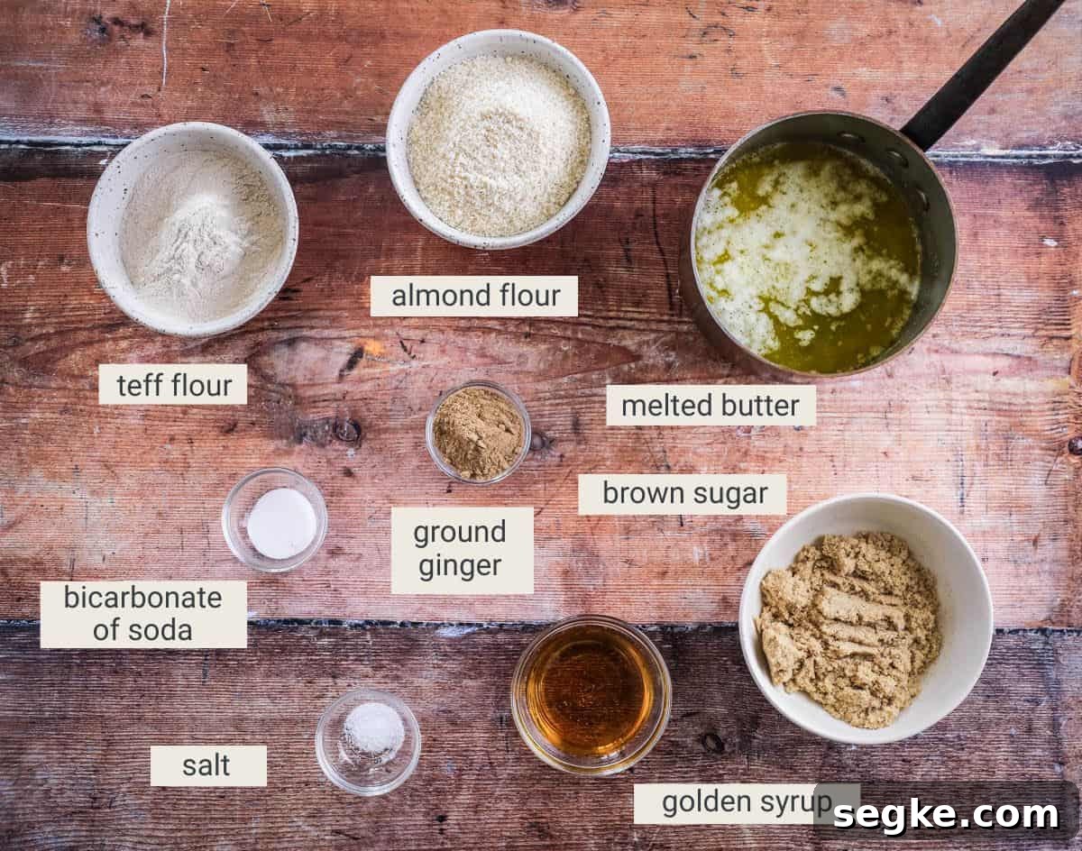 Homemade Gluten-Free Ginger Cookies 2 ingredients for ginger biscuits.