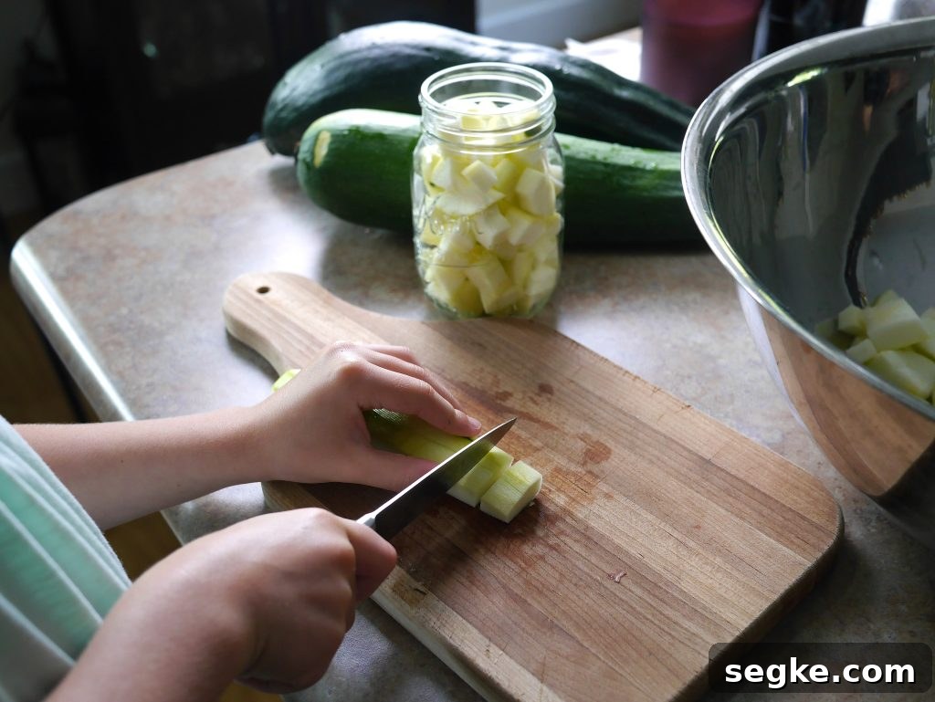 Preparing zucchini for canning