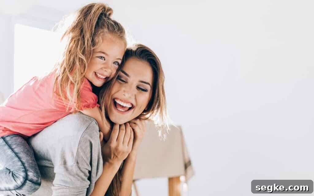 happy mom and daughter