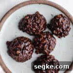 No bake cookies on a small plate.