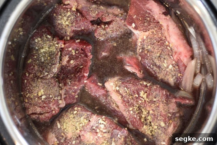 chuck roast with onions in red wine beef gravy in instant pot