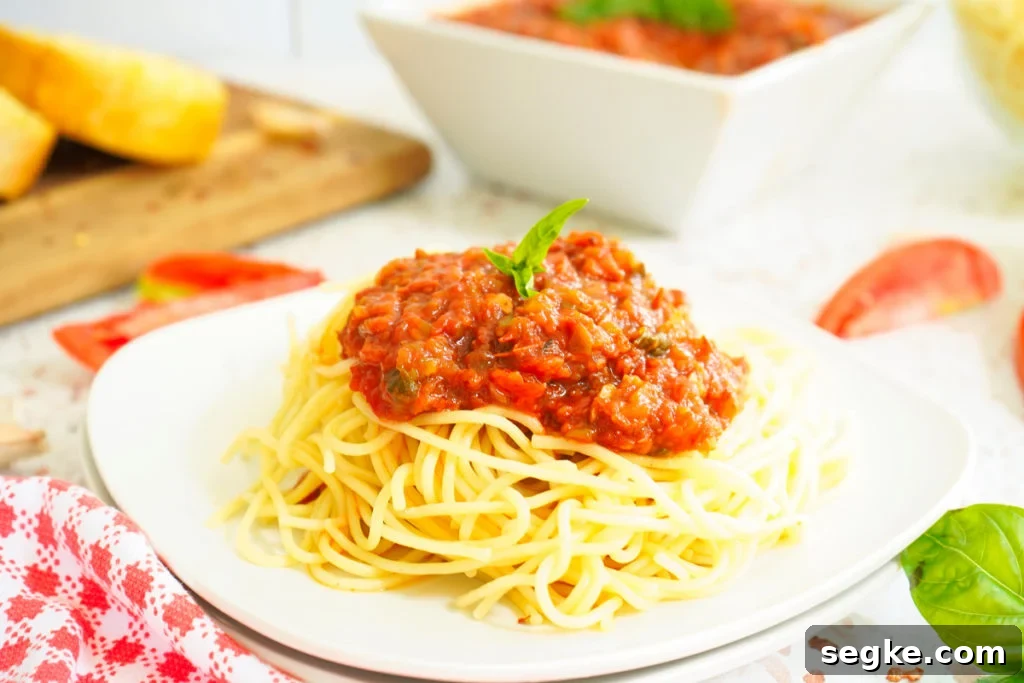Garden Fresh Sauce Over Spaghetti