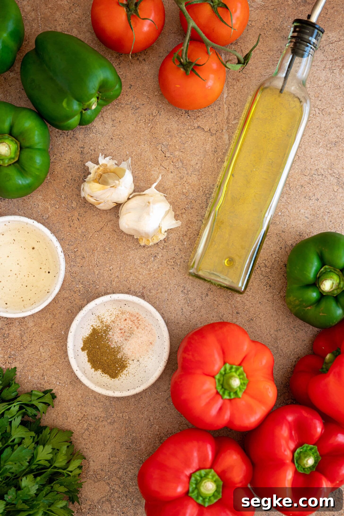 ingredients to make roasted pepper salad